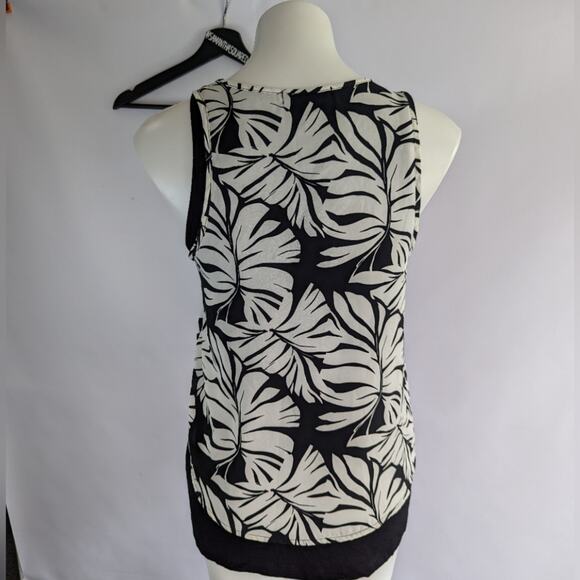 Pleione palm leaf print double layer tank top Sz XS - Picture 2 of 6